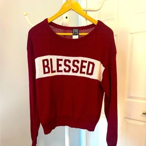 Modern Lux Brand “BLESSED” Knit Crewneck Sweater